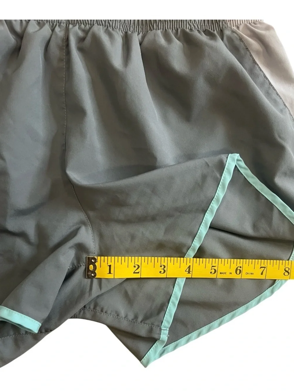 Nike Women's Athletic Dri-Fit Running Shorts in Slate Gray with Teal Trim size M